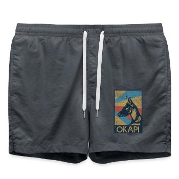 Sanftmütiges Okapi Regenwaldbewohner - Badeshorts - Anthrazit - Vorne - AI Model Male 185 light (185cm)