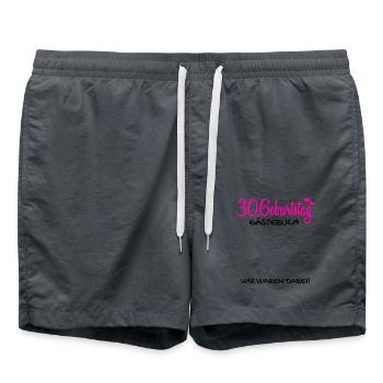 30 Geburtstag Gästebuch Deko Geschenk - Badeshorts - Anthrazit - Vorne - AI Model Male 185 light (185cm)