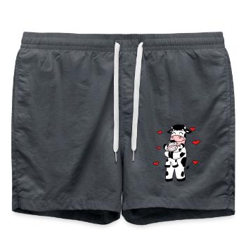 Kuh Familie Bauernhof Kühe Herz Geschenk - Badeshorts - Anthrazit - Vorne - AI Model Male 185 light (185cm)