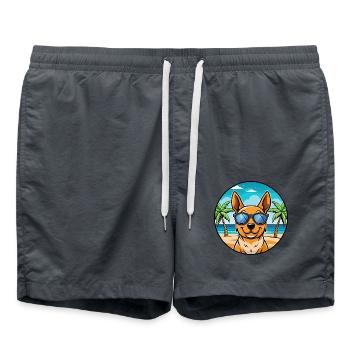 Lancashire Heeler Dog Breed Cartoon Sunglass Beach - Swim Trunks - anthracite - Front - AI Model Male 185 light (185cm)