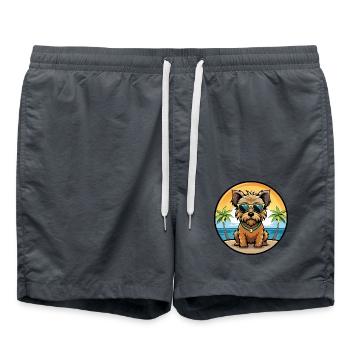 Norfolk Terrier Dog Breed Cartoon Sunglasses Beach - Swim Trunks - anthracite - Front - AI Model Male 185 light (185cm)