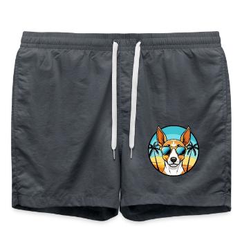 Ibizan Hound Hund Rasse Cartoon Sonnenbrille Strand - Badeshorts - Anthrazit - Vorne - AI Model Male 185 light (185cm)