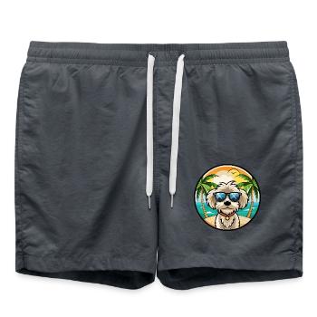 Maltipoo Chien Race Dessin Animé Lunettes de Soleil Plage - Short de bain - charbon - Devant - AI Model Male 185 light (185cm)