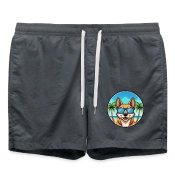 Lundehund Dog Breed Cartoon Sunglasses Beach - Swim Trunks - anthracite - Front - AI Model Male 185 light (185cm)