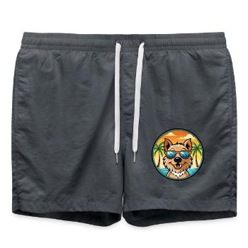 Lucas Terrier Dog Breed Cartoon Sunglasses Beach - Swim Trunks - anthracite - Front - AI Model Male 185 light (185cm)
