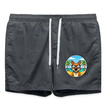 Lettischer Jagdhund Rasse Cartoon Sonnenbrille Strand - Badeshorts - Anthrazit - Vorne - AI Model Male 185 light (185cm)