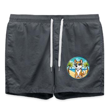 Karelo Finnische Laika Hunderasse Cartoon Sonnenbrille - Badeshorts - Anthrazit - Vorne - AI Model Male 185 light (185cm)