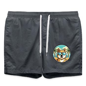 Deutscher Spitz Hund Rasse Cartoon Sonnenbrille Strand - Badeshorts - Anthrazit - Vorne - AI Model Male 185 light (185cm)