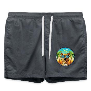 Dänische Broholmer Hunderasse Cartoon Sonnenbrille Strand - Badeshorts - Anthrazit - Vorne - AI Model Male 185 light (185cm)