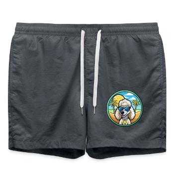 Corded Poodle Dog Breed Cartoon Sunglasses Beach - Swim Trunks - anthracite - Front - AI Model Male 185 light (185cm)