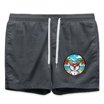 Canadian Eskimo Dog Breed Cartoon Sunglasses Beach - Swim Trunks - anthracite - Front - AI Model Male 185 light (185cm)