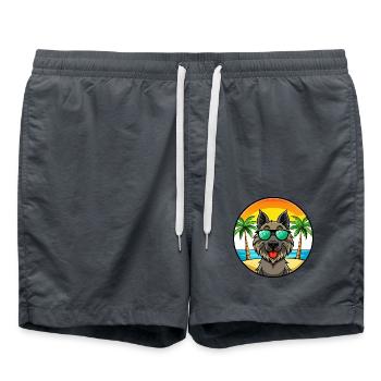 Belgische Groenendael Hunderasse Cartoon Sonnenbrille - Badeshorts - Anthrazit - Vorne - AI Model Male 185 light (185cm)