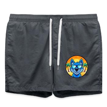 Lunettes de soleil de dessin animé de race de chien en dentelle bleue plage - Short de bain - charbon - Devant - AI Model Male 185 light (185cm)