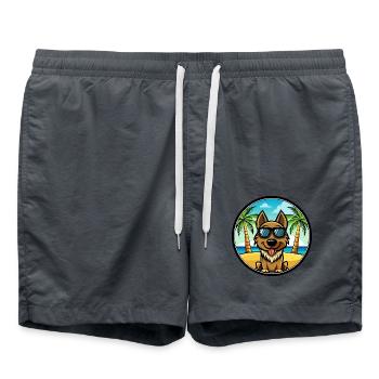 Black Tan Hund Rasse Cartoon Sonnenbrille Strand - Badeshorts - Anthrazit - Vorne - AI Model Male 185 light (185cm)
