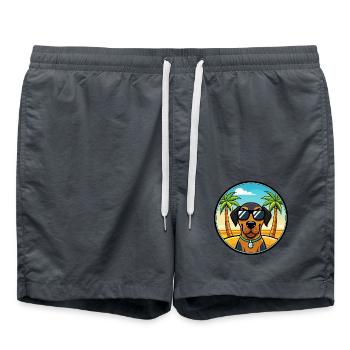 Schwarz Und Tan Coonhound Hunderasse Cartoon Strand - Badeshorts - Anthrazit - Vorne - AI Model Male 185 light (185cm)