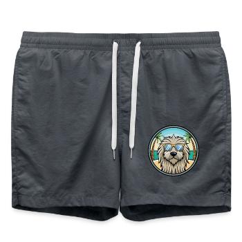 Bergamasco Chien Race Dessin Animé Lunettes De Soleil Plage - Short de bain - charbon - Devant - AI Model Male 185 light (185cm)