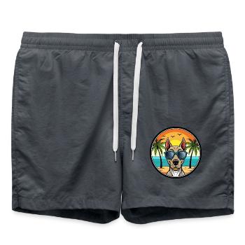 Belgian Pointer Dog Breed Cartoon Sunglasses Beach - Swim Trunks - anthracite - Front - AI Model Male 185 light (185cm)
