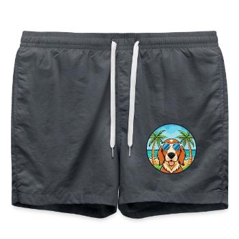 Basset Fauve De Bretagne Race De Chien Cartoon Plage - Short de bain - charbon - Devant - AI Model Male 185 light (185cm)