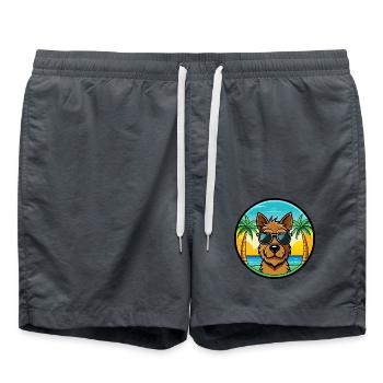Welsh Terrier Hunderasse Cartoon Sonnenbrille Strand - Badeshorts - Anthrazit - Vorne - AI Model Male 185 light (185cm)
