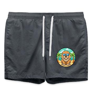 Dogue tibétain chien race dessin animé lunettes de soleil plage - Short de bain - charbon - Devant - AI Model Male 185 light (185cm)