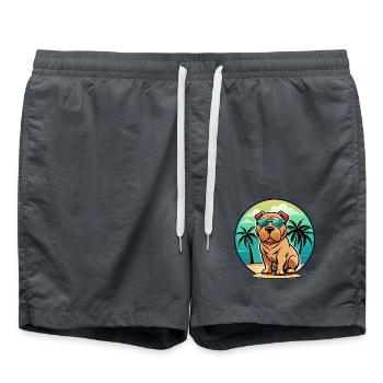 Shar Pei Hunderasse Cartoon Sonnenbrille Strand - Badeshorts - Anthrazit - Vorne - AI Model Male 185 light (185cm)
