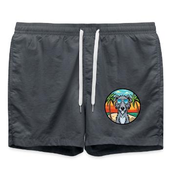 Scottish Deerhound Dog Breed Cartoon Sunglasses - Swim Trunks - anthracite - Front - AI Model Male 185 light (185cm)
