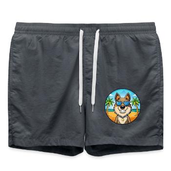 Chien de berger roumain race dessin animé lunettes de soleil plage - Short de bain - charbon - Devant - AI Model Male 185 light (185cm)