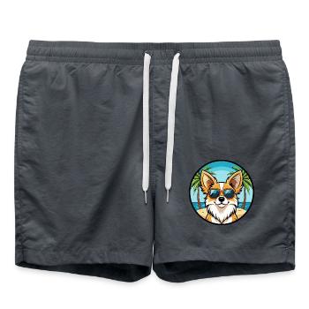 Papillon Dog Breed Cartoon Sunglasses Beach - Swim Trunks - anthracite - Front - AI Model Male 185 light (185cm)