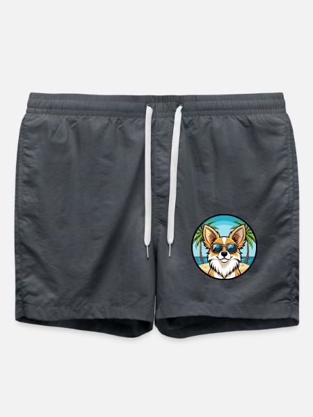 Papillon Hunderasse Cartoon Sonnenbrille Strand - Badeshorts - Anthrazit