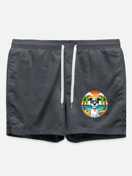 Parson Russell Terrier Hunderasse Cartoon Beach - Badeshorts - Anthrazit
