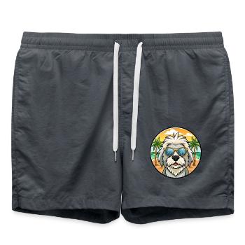 Vieux chien de berger anglais race dessin animé lunettes de soleil plage - Short de bain - charbon - Devant - AI Model Male 185 light (185cm)