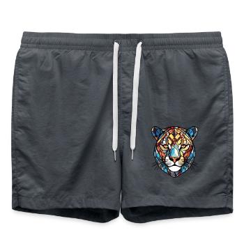 Jaguar Buntes Aquarell Tier Haustier Illustration - Badeshorts - Anthrazit - Vorne - AI Model Male 185 light (185cm)