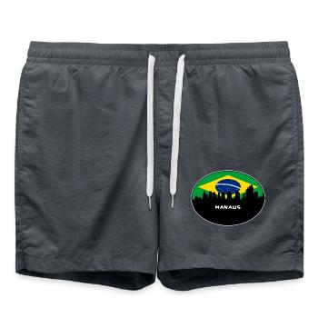 Manaus Brasilien Flagge Skyline Silhouette Reisen - Badeshorts - Anthrazit - Vorne - AI Model Male 185 light (185cm)