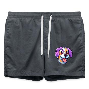 Billy Hunderasse Cartoon Kawaii Illustration - Badeshorts - Anthrazit - Vorne - AI Model Male 185 light (185cm)