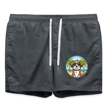 Kooikerhondje Dog Breed Cartoon Sunglasses Beach - Swim Trunks - anthracite - Front - AI Model Male 185 light (185cm)