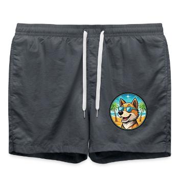 Lucas Terrier Dog Breed Cartoon Sunglasses Beach - Swim Trunks - anthracite - Front - AI Model Male 185 light (185cm)