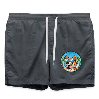 Koolie Dog Breed Cartoon Sunglasses Beach - Swim Trunks - anthracite - Front - AI Model Male 185 light (185cm)