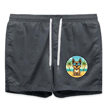 Lancashire Heeler Dog Breed Cartoon Sunglass Beach - Swim Trunks - anthracite - Front - AI Model Male 185 light (185cm)