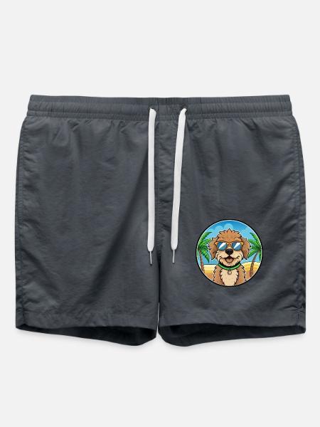 Lagotto Romagnolo Hunderasse Cartoon Sonnenbrille Strand - Badeshorts - Anthrazit