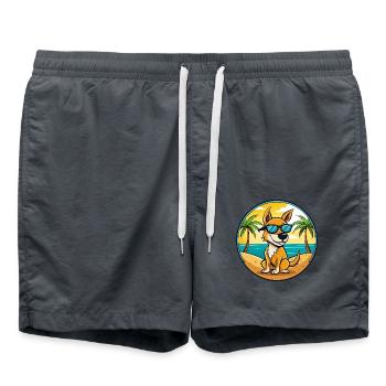 Kangaroo Dog Breed Cartoon Sunglasses Beach - Swim Trunks - anthracite - Front - AI Model Male 185 light (185cm)
