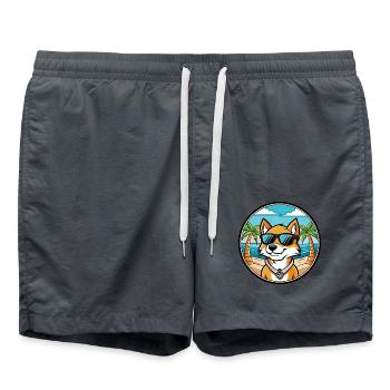 Kaikadi Dog Breed Cartoon Sunglasses Beach - Swim Trunks - anthracite - Front - AI Model Male 185 light (185cm)