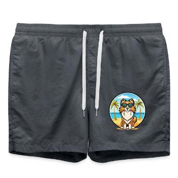 Berger anglais Chien Race Dessin Animé Lunettes De Soleil Plage - Short de bain - charbon - Devant - AI Model Male 185 light (185cm)