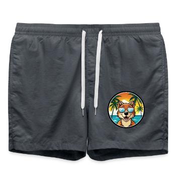 Hygenhund Dog Breed Cartoon Sunglasses Beach - Swim Trunks - anthracite - Front - AI Model Male 185 light (185cm)