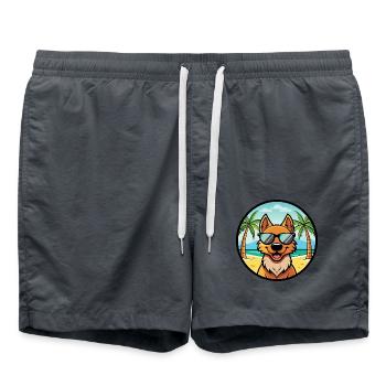 Frisian Pointing Dog Breed Cartoon Sunglass Beach - Swim Trunks - anthracite - Front - AI Model Male 185 light (185cm)