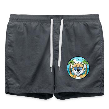 Frisian Water Dog Breed Cartoon Sunglasses Beach - Swim Trunks - anthracite - Front - AI Model Male 185 light (185cm)