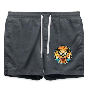 Flach beschichtete Retriever Hunderasse Cartoon Sonnenbrille - Badeshorts - Anthrazit - Vorne - AI Model Male 185 light (185cm)
