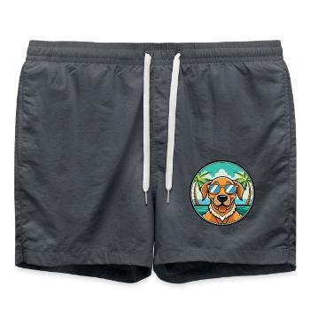 Dänische Broholmer Hunderasse Cartoon Sonnenbrille Strand - Badeshorts - Anthrazit - Vorne - AI Model Male 185 light (185cm)
