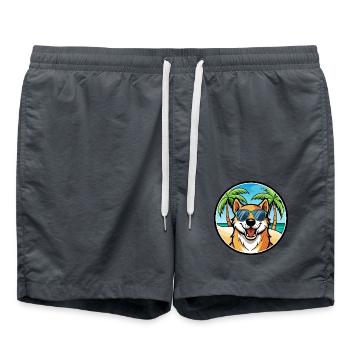 Chinook Dog Breed Cartoon Sunglasses Beach - Swim Trunks - anthracite - Front - AI Model Male 185 light (185cm)