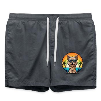 Cairn Terrier Chien Race Dessin Animé Lunettes De Soleil Plage - Short de bain - charbon - Devant - AI Model Male 185 light (185cm)
