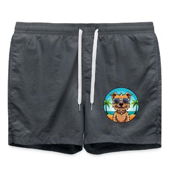 Border Terrier Dog Breed Cartoon Sunglasses Beach - Swim Trunks - anthracite - Front - AI Model Male 185 light (185cm)